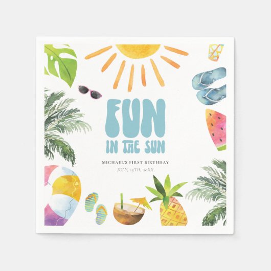 Spaß in der Sonne Serviette (Vorderseite)