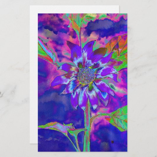 Spaß in der Sonnenblume | psychedelisch lila Briefpapier (Vorne/Hinten)
