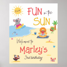 Spaß in Sun Beach Animals Geburtstag Willkommen