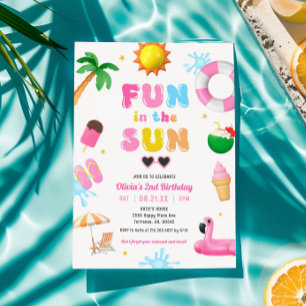 Spaß in Sun Pool Party Girl Geburtstagsparty Einladung