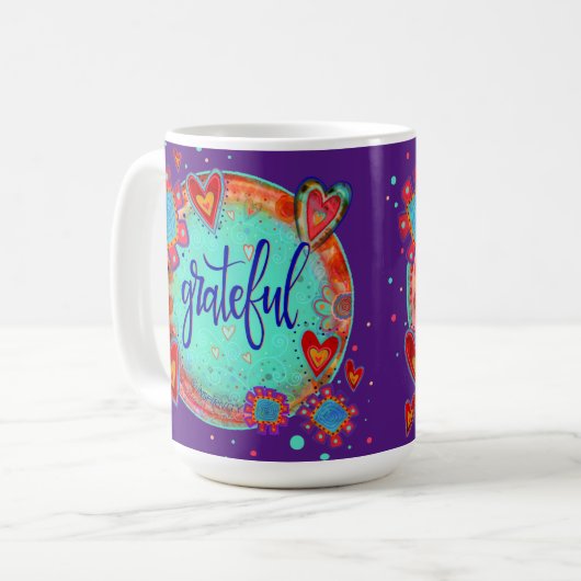 Spaß inspirierend Grateful Blumenherzen Kaffeetasse (Vorderseite Links)