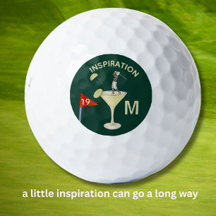 Spaß Inspirierender 19. Loch Cocktail Monogramm  Golfball