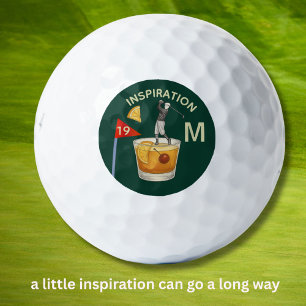 Spaß Inspirierender 19. Loch Cocktail Monogramm  Golfball