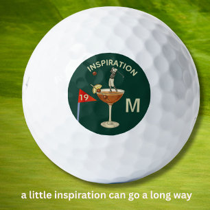 Spaß Inspirierender 19. Loch Cocktail Monogramm  Golfball