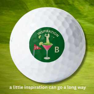 Spaß Inspirierender 19. Loch Cocktail Monogramm  Golfball
