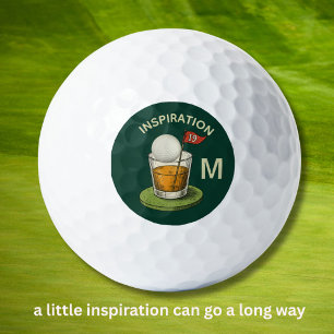 Spaß Inspirierender 19. Loch Trink Monogramm  Golfball