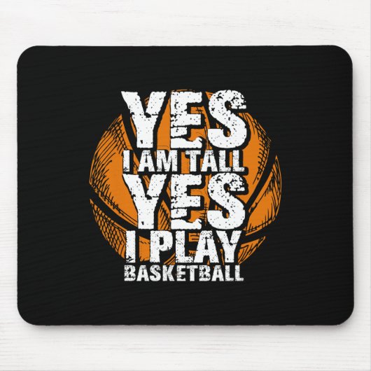 Spaß Ja, ich bin groß und spiele Bysketbyll Hoops  Mousepad (Vorne)