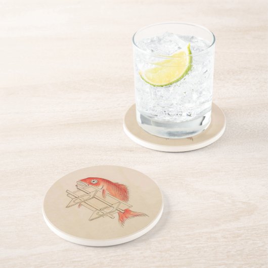 Spaß Japanisch Vintag Fisch Yokai Untersetzer (Seite)