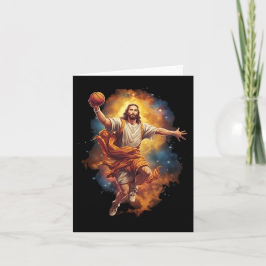 Spaß Jesus spielen Basketball 1 Karte (Vorderseite)
