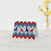Spaß-Jungen-Dinosaurier-rotes blaues Zickzack Karte (Gelbe Blume)