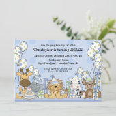 Spaß-Jungen-Safari-Tier-Geburtstag Einladung (Stehend Vorderseite)