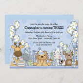 Spaß-Jungen-Safari-Tier-Geburtstag Einladung (Vorne/Hinten)