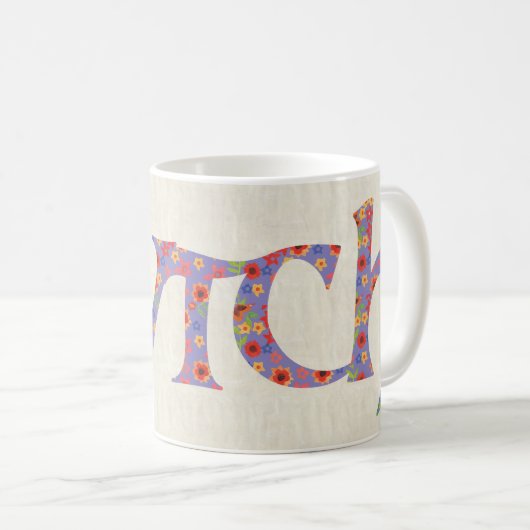 Spaß-Kaffee-Tasse, BlumenCwtch Slogan Walisers, Kaffeetasse (VorderseiteRechts)