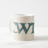 Spaß-Kaffee-Tasse, Slogan Walisers Paisley Cwtch, Kaffeetasse (Vorderseite Links)