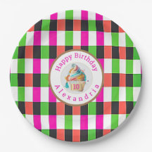 Spaß Kariert rosa und grün | Cupcake