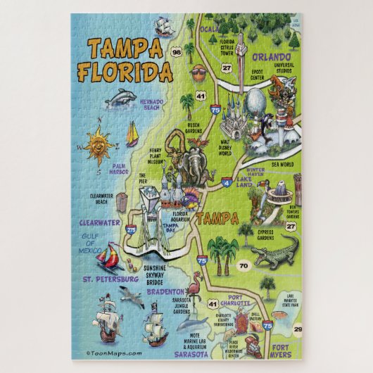 Spaß-Karte Tampas Orlando Florida Puzzle (Vertikal)