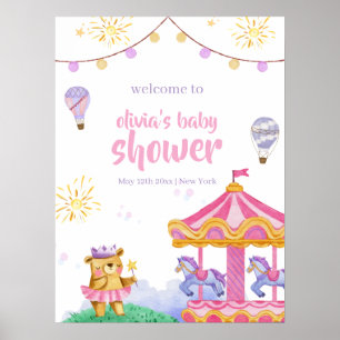 Spaß Karussell-Heißluftballon-Baby-Shower-Willkomm Poster