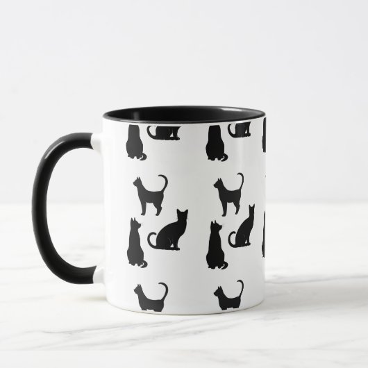 Spaß-Katzen-Silhouette-Kaffee-Tasse Tasse (Links)