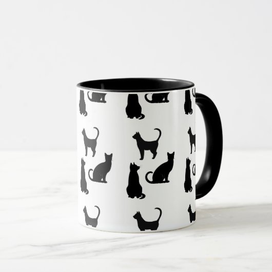 Spaß-Katzen-Silhouette-Kaffee-Tasse Tasse (VorderseiteRechts)