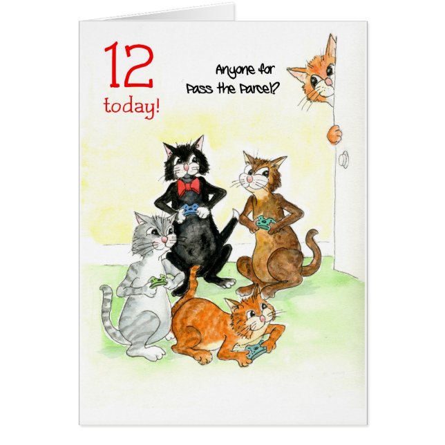 Spaß Katzen spielen Videospiel 12. Geburtstag (Vorne)
