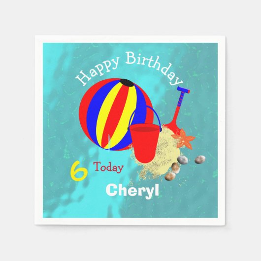 Spaß-Kids-Beach-Spiele Personalisiert Serviette (Vorderseite)