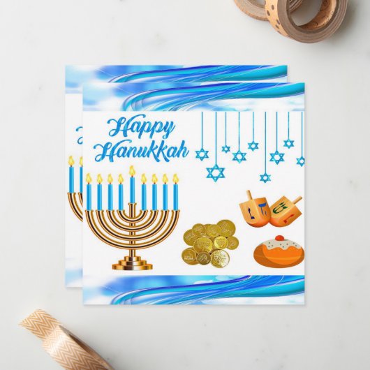Spaß Kids Chanukah Karten Münzen dreidels menorah (Vorderseite/Rückseite Beispiel)