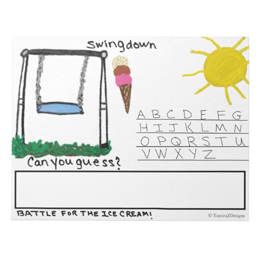 Spaß Kids Swingdown Word Game Large Notizblock (Vorderseite)