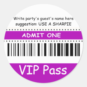 Spaß Kids VIP Pass Einlass eine Geburtstagsparty l Runder Aufkleber