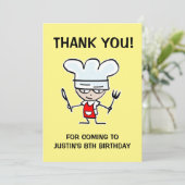 Spaß Kind kochen Geburtstagsparty danke Karte (Stehend Vorderseite)