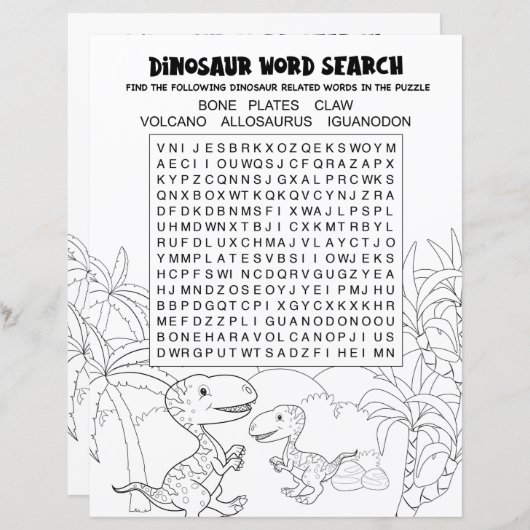 Spaß Kinder Aktivität Dinosaur Puzzle Word Suche (Vorne/Hinten)
