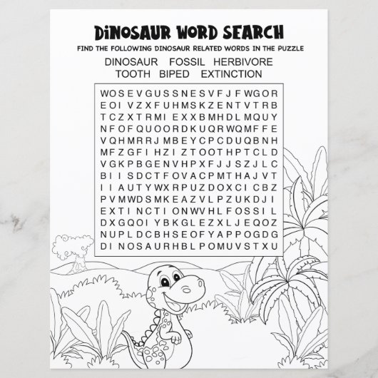 Spaß Kinder Aktivität Dinosaur Puzzle Word Suche (Vorderseite)