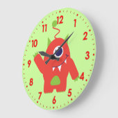 Spaß Kinder Alien orange und grüne Wanduhr (Winkel)
