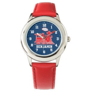 Spaß Kinder mit Namen Rot-Blau-ZugArmbanduhr Armbanduhr