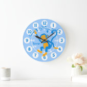 Spaß-Kinder nennen Affen blaue und weiße Wanduhr (Zuhause)