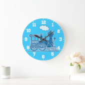 Spaß Kinder nennen Zug blaue und weiße Wanduhr (Zuhause)