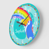 Spaß Kinder Regenbogen Toucan nennen Aqua Wanduhr (Winkel)
