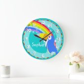 Spaß Kinder Regenbogen Toucan nennen Aqua Wanduhr (Zuhause)