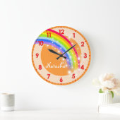 Spaß Kinder Regenbogenname orange Wanduhr (Zuhause)