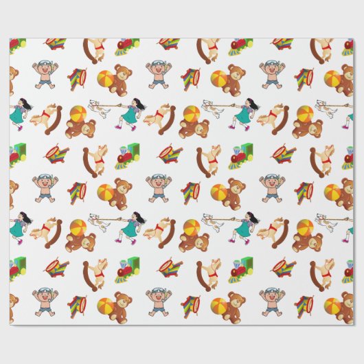 Spaß Kinder spielen Geschenkpapier (Flach)