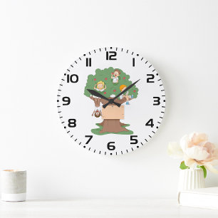 Spaß Kinder spielen in Apfelbaum Große Wanduhr
