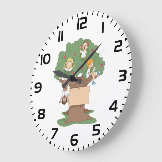 Spaß Kinder spielen in Apfelbaum Große Wanduhr (Winkel)