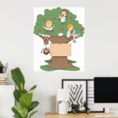 Spaß Kinder spielen in Apfelbaum Poster (Heimbüro)