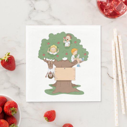 Spaß Kinder spielen in Apfelbaum Serviette (Beispiel)