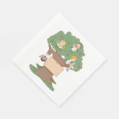 Spaß Kinder spielen in Apfelbaum Serviette (Ecke)