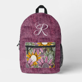 Spaß klassische Script Denim Blume Teen Girls Bedruckter Rucksack