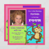 Spaß Kleiner Girl Monkey Foto Einladung (Vorne/Hinten)