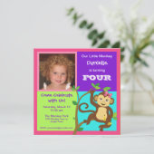 Spaß Kleiner Girl Monkey Foto Einladung (Stehend Vorderseite)