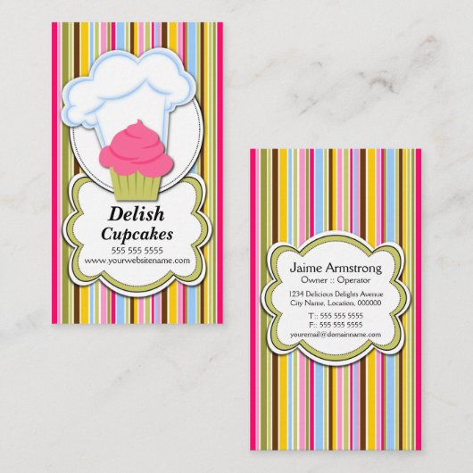 Spaß-kleiner Kuchen u. der Hut des Bäckers Visitenkarte (Vorne/Hinten)