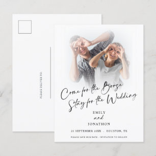 Spaß kommt Save the Date, um das Foto zu stimulier Ankündigungspostkarte