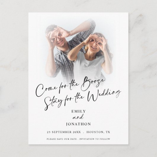 Spaß kommt Save the Date, um das Foto zu stimulier Ankündigungspostkarte (Vorderseite)